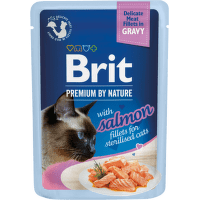 Kapsička pre kastrované mačky Brit Premium by Nature Delicate Fillets in Gravy losos 85g