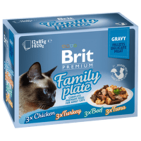 Brit Premium dla kota Delikatne Filety w Sosie Family Plate 1020g (12x85g)