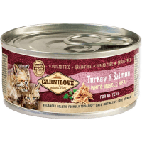 Konservi kaķēniem – CARNILOVE Wild Meat Turkey and Salmon for Kittens, 100 g
