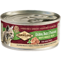 Konservi kaķiem – CARNILOVE Wild Meat Chicken, Duck and Pheasant, 100 g