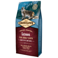 Barība kaķiem – CARNILOVE Adult Cats Sensitive and Long Hair, lasis, 6 kg