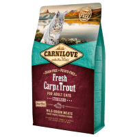 Barība sterilizētiem kaķiem – CARNILOVE Adult cats Sterilised, Fresh Carp and Trout, 2 kg
