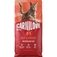 Granuly CARNILOVE Active pre sterilizované mačky hovädzie a zverina 6 kg
