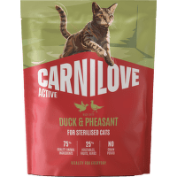 Granuly CARNILOVE Active pre sterilizované mačky kačica a bažant 400 g