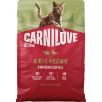 Granuly CARNILOVE Active pre sterilizované mačky kačica a bažant 2 kg