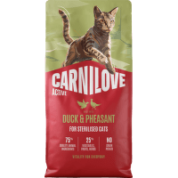 Granuly CARNILOVE Active pre sterilizované mačky kačica a bažant 6 kg