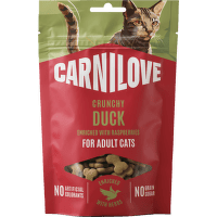 Pamlsok CARNILOVE Crunchy pre dospelé mačky kačica s malinami 50 g