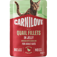 Kapsička CARNILOVE pre sterilizované mačky prepelica s púpavou v želé 85 g