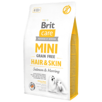 Brit Care granuly Mini Grain Free Hair & Skin losos a sleď 2 kg