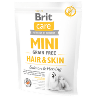 Brit Care granuly Mini Grain Free Hair & Skin losos a sleď 400 g
