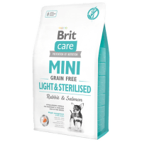 Brit Care granuly Mini Grain Free Light & Sterilised králik a losos 2 kg