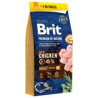 Barība suņiem - BRIT Premium By Nature, Adult M, 15+3 kg