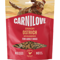 Pamlsok CARNILOVE Crunchy pre dospelých psov pštros s ostružinami 200 g