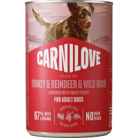 Konservi suņiem – CARNILOVE Paté Turkey, Reindeer and Wildboar 400 g
