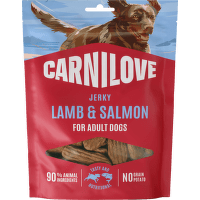 Pamlsok CARNILOVE Jerky pre dospelých psov jahňa a losos 100 g