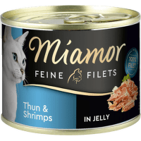 Konservi kaķiem - Miamor Filet ar tunci un garnelēm, 185 g
