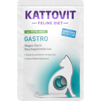 Ветеринарные консервы для кошек – Kattovit Pouch Gastro Turkey + Rice, 85 г