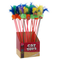 Magic Cat Hračka  palička s bavlnenou loptičkou a pierkom 46cm