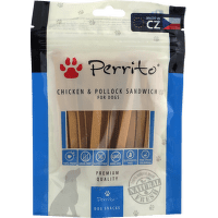 Pochoutka Perrito Sušený kuřecí a tresčí sendvič pro psy 100 g