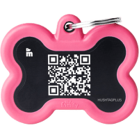 Psia známka My Family kosť ružová hliníková s QR kódom