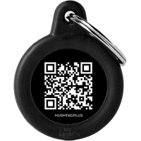 Psia známka My Family okrúhla čierna hliníková s QR kódom