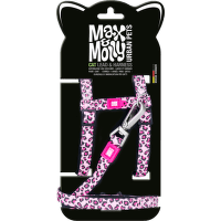 Set postroje a vodítka pro kočky Max & Molly Leopard Pink univerzální velikost