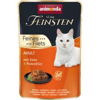 Konservi kaķiem – VomFeinsten Pouch with Duck + turkey filet, 85 g