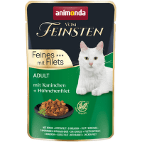 Konservi kaķiem – VomFeinsten Pouch with Rabbit + chicken filet, 85 g