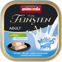 Konservi kaķiem – VomFeinsten Milkies with Turkey + Milk centre, 100 g