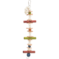Rotaļlieta putniem – TRIXIE Wooden toy with leather and pearls, 28 cm