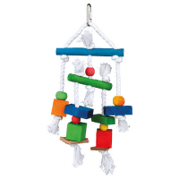 Игрушка для птиц – TRIXIE Wooden toy with leather and rope, 24 см