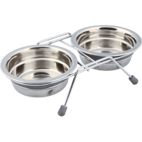 Paliktnis ar bļodām – TRIXIE, Eat on Feet Bowl Set with Rattle Protection, 2 x 0,25 l, 11 cm