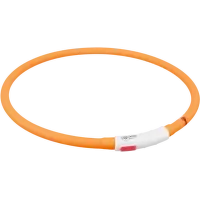 Atstarojoša kaklasiksna suņiem – TRIXIE Flash light ring USB, XS–XL: 70 cm, orange