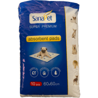 Absorbējošie paladziņi – SanaPet Premium, 60 x 60 cm, 10 gab.
