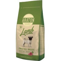 Barība kucēniem – Araton Dog Junior ar jēru un rīsiem, 15 kg