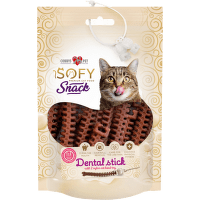 Maškrty Cobbys Pet SOFY Dental Sticks Salmon 48 g s 2 hračkami v tvare mačacej hlavy