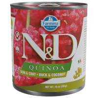 Konzerva N&D Quinoa Dog Skin&Coat kačka a kokos 285g