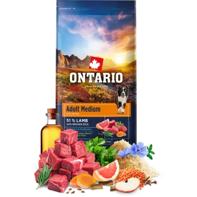 Ontario Adult Medium Lamb & Brown Rice 12kg