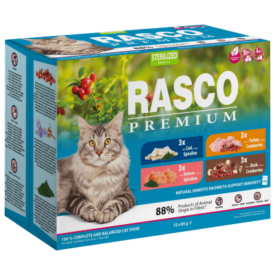 Kapsičky Rasco Premium Cat Adult Sterilized Multipack 12x85g