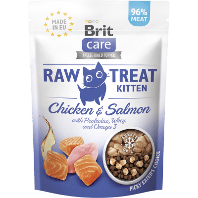 Pamlsek Brit Care RAW Cat Kitten losos + kuře 40 g