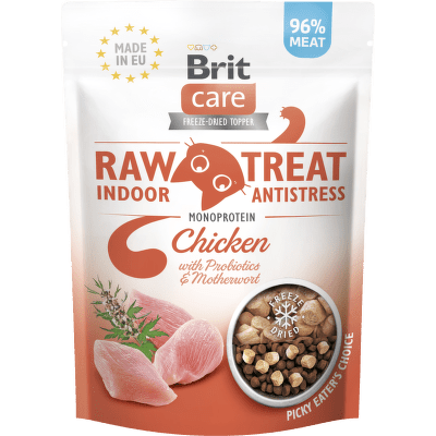 Pamlsek Brit Care RAW Cat Indoor a Antistress kuře 40 g