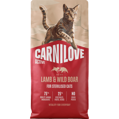 Granule CARNILOVE Active pro sterilizované kočky jehněčí a divočák 6 kg