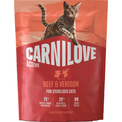 Granule CARNILOVE Active pro sterilizované kočky hovězí a zvěřina 400 g