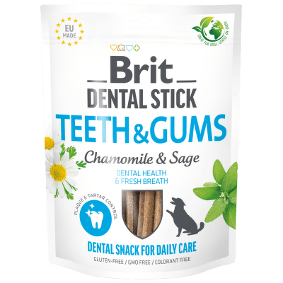 Pochoutka Brit Dental stick zuby a dásně heřmánek a šalvěj 7ks