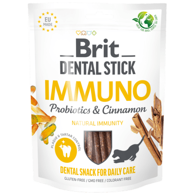 Pochoutka Brit Dental stick imunita s probiotiky a skořicí 7ks