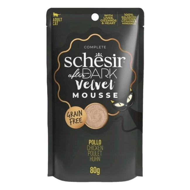 Konservi kaķiem – Schesir After Dark Chicken Velvet Mousse, 80 g