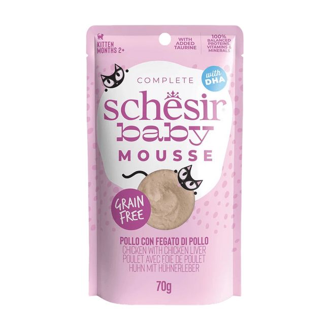 Konservi kaķēniem – Schesir Baby Chicken Mousse with Chicken Liver, 70 g
