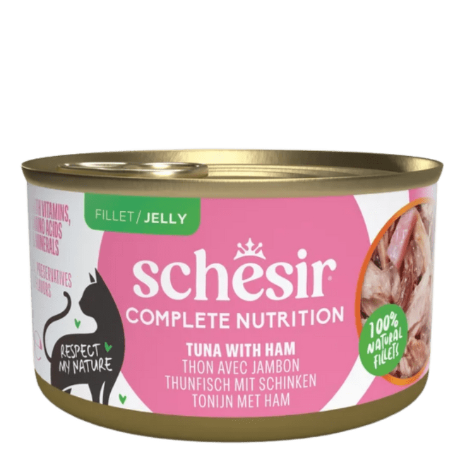 Консервы для кошек – SCHESIR Complete Nutrition Tuna and Ham in jelly, 85 г