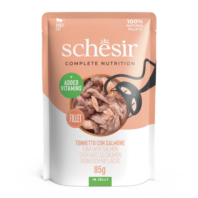Konservi kaķiem – Schesir Complete Nutrition Tuna with Salmon in Jelly, 85 g
