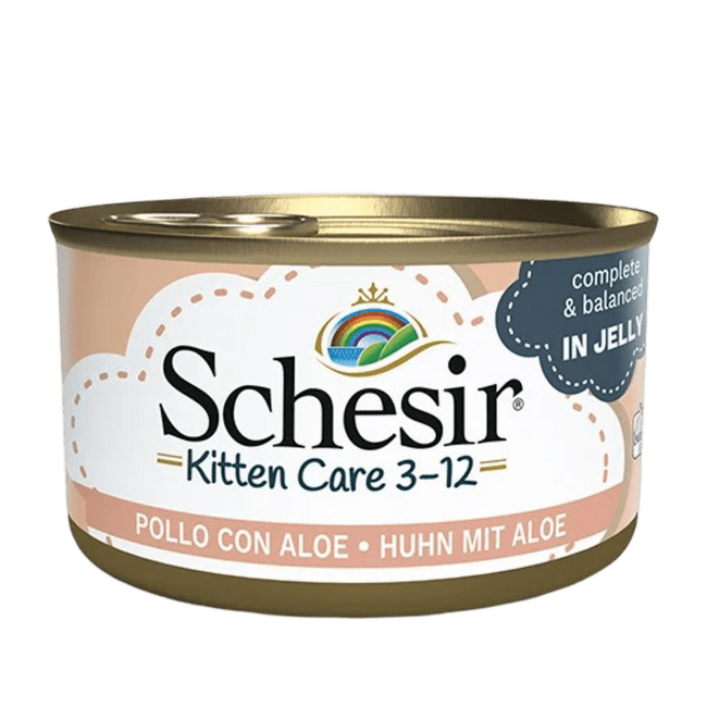 Консервы для котят – Schesir Kitten Chicken with Aloe in Jelly, 85 г